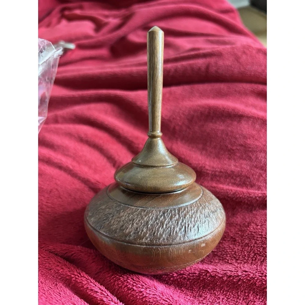 Wood Turned Ring Keeper Trinket Box Jewels In Or Out 5.5x3 Signed T. Cirra